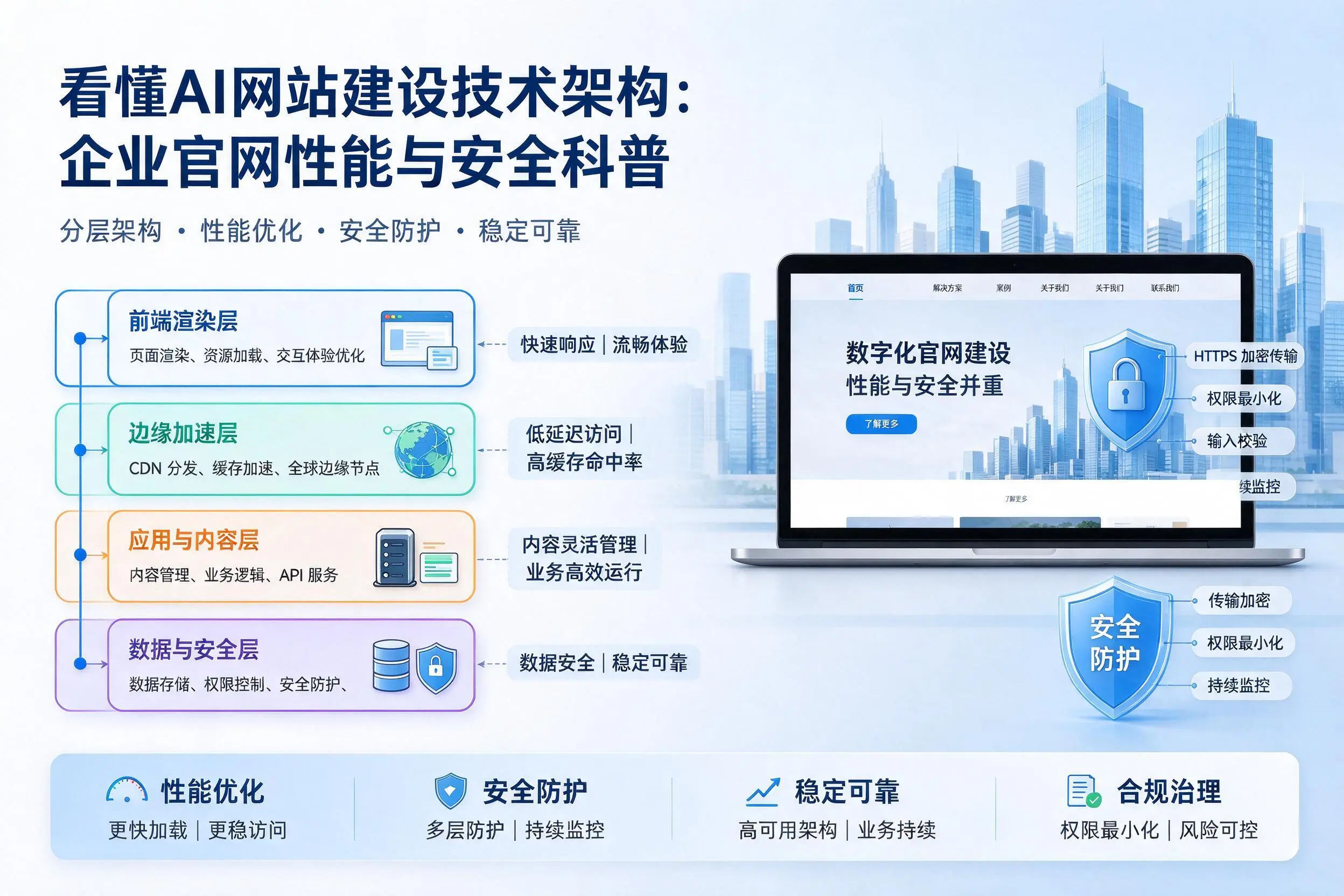 看懂AI网站建设技术架构:重庆城区企业官网性能与安全科普