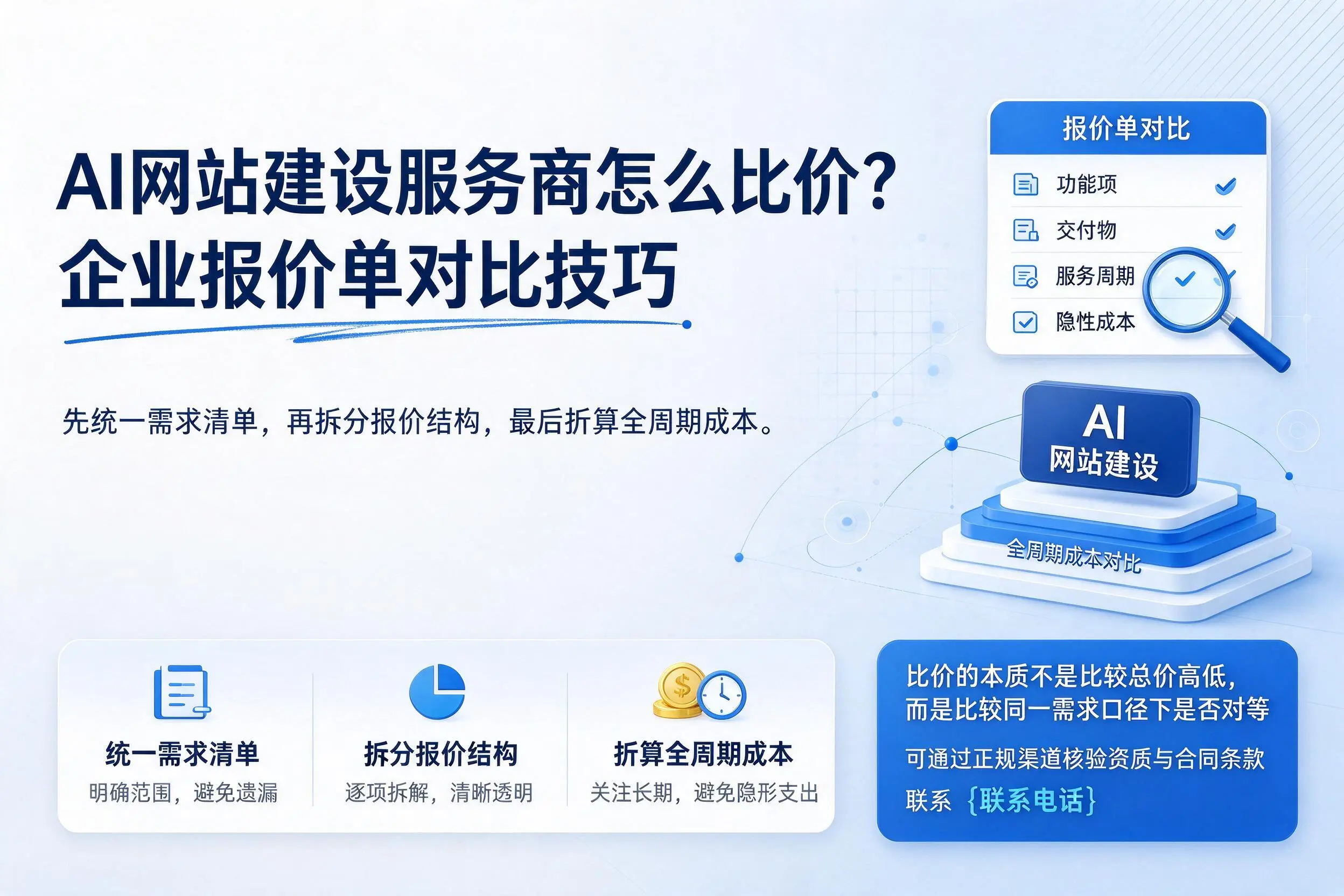 AI网站建设服务商怎么比价?重庆城区企业报价单对比技巧